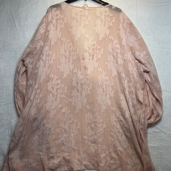 Joe Fresh Roxy Earle Swimsuit Cover-Up Womens Size 3X Peach Sheer V-Neck Blouse - Picture 8 of 8